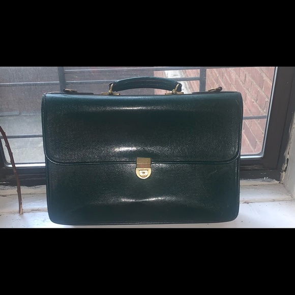 Hunter Green Leather Briefcase - Picture 1 of 2